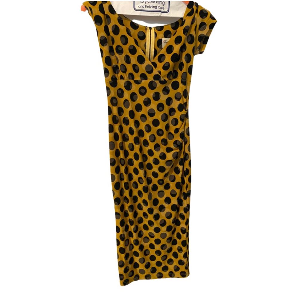 Yellow printed midi dress